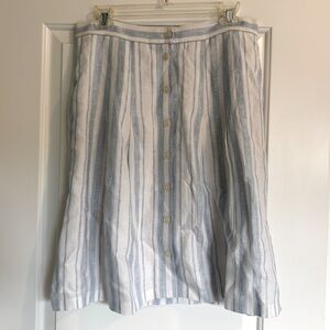 Brooks Brothers Linen Blue White Stripe Button Skirt